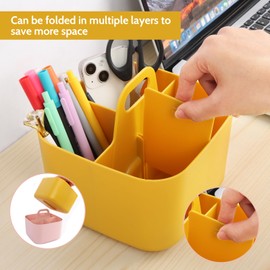 Minicoco Storage Box Multipurpose Table Organiser Cleaning Caddy with Handle Bathroom Caddy Art Caddy (Yellow)