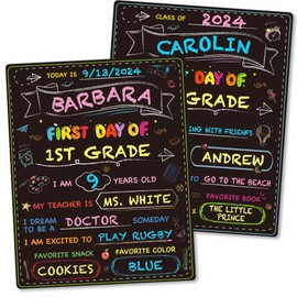 First Day of School Board, Back to School Sign, Reusable Color Painting Last Day of School Board, Washable Chalkboard Signs for First Day of School Gift Kindergarten Pre-K 13” X 10.5”