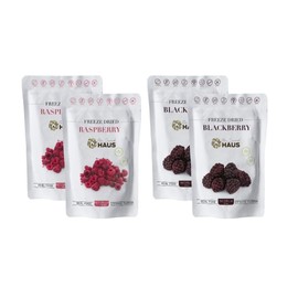 The Snack Haus 2 Packs of Freeze-Dried Blackberries 0.88 Oz & 2 Packs of Freeze-Dried Raspberries 1.06 Oz| All-Natural, No Preservatives | Nutrient-Rich, High Fiber Snack | Perfect for Yogurt, Granola, or On-The-Go! (3.88 Oz/Case)
