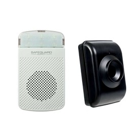 Safeguard Supply USA Engineered Wireless 433MHz, 4000 Inch Range Weatherproof Outside Driveway Sensor Entry Alert with 90dB, 12 Melody Plug-in Flashing Strobe Motion Detector Alarm Chime