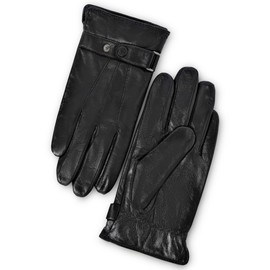 YISEVEN Winter Men's Warm Genuine Sheepskin Leather Gloves with Button Fleece Fur Lined Classical Urban Style For Dress Driving Motorcycle Work Gifts, Black 11.0"/3XL