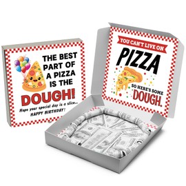 Noveread 2 Pcs Money Box for Cash Birthday Money Pizza Box Gift 10 x 10 Inch Fun Pizza Gift Boxes for Surprise Cash Gifts Money Holder Birthday Wedding Party(Money Not Inclued) (Bright)