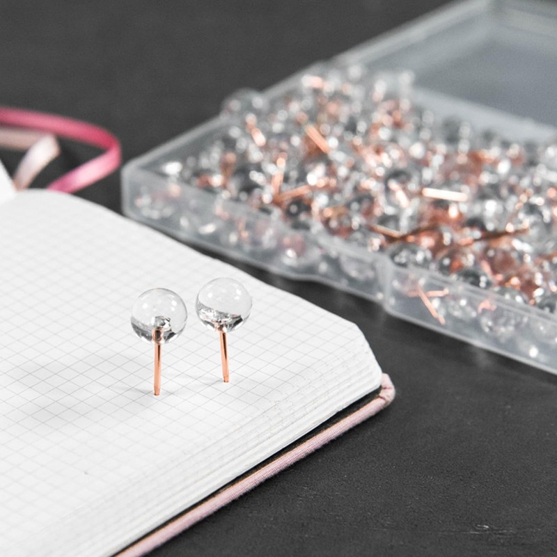 Zhtulck Clear Push Pins for Pinboard, 100 Pcs Drawing Pins