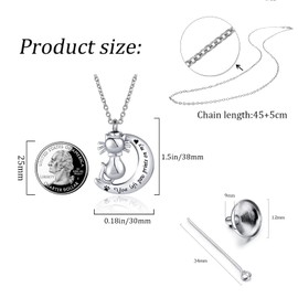 OutstandLong Cute Cat Animal Urn Necklace for Ashes Pet Paw Prints on My Heart Cremation Keepsake Necklace Memorial Locket Jewelry Gift