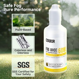 COLBOR Fog Machine Liquid, 2.03 fl oz (60ml) Fog Juice High Density Odorless Vegetable Glycerin Based Smoke Machine Fluid for Mini Portable Fog Machine COLBOR CF5/CF3