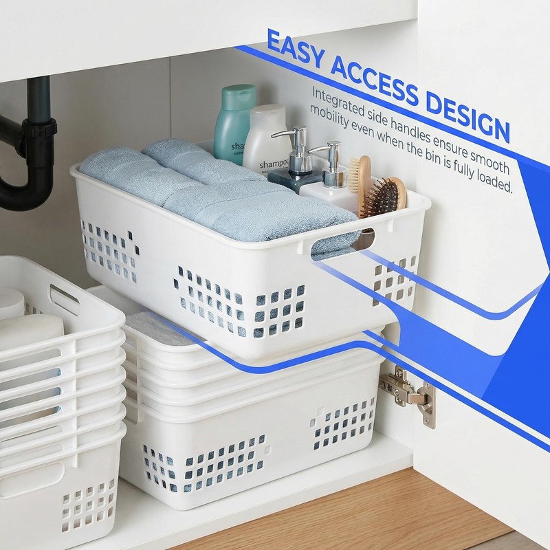 Jucoan 6 Pack White Plastic Storage Baskets, 12 X 8