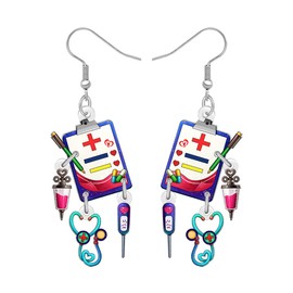 DALANE Acrylic Funny Stethoscope Nurse Earrings Hanging for Women Girls Cute Students Graduation Recognition Dangle Jewelry for Nurses Week Doctor RN Gifts, Acrylic, No Gemstone