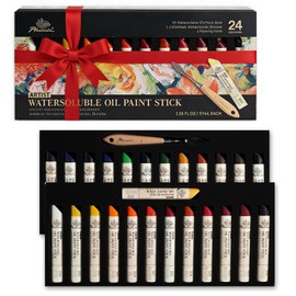 PHOENIX Professional Oil Paint Stick - Set of 24 Colors 37ml Large Soft Water Soluable Oil Pastels, Art Gift Pack Travel Set for Artists, Gift for Painters