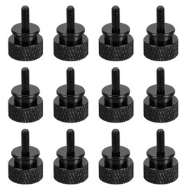 MECCANIXITY 12pcs M3x8mm Knurled Thumb Screw Computer Case Threaded Hand Tighten Screws Aluminum Alloy for PC Case, Black