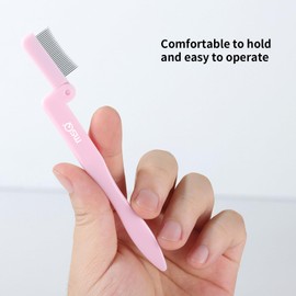 Eyelash Comb MSQ Eyelash Separator Tool Eyelash Comb Separator Folding Eyelash Brush Separator Lash Comb for Eyelash Makeup Brush Pink(1PCS)