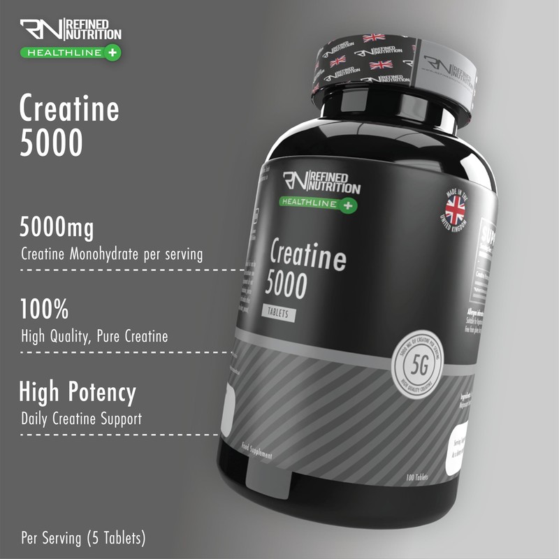 Refined Nutrition Creatine Monohydrate Tablets 5000mg, 100 Tablets