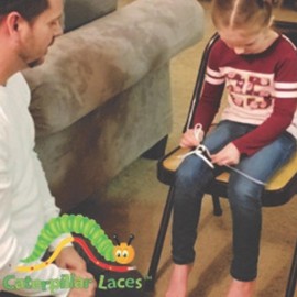 Caterpillar Shoe Laces | Learn to Tie Shoes Fast and Easy | Bi-colored, Holds Shape, Printed Guide on Laces | Kindergarten Learning Activities | Preschool Learning Activities | 45in w/Leg Strap