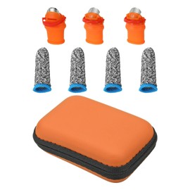 PATIKIL Large Gardening Thumb Knife Set with Storage Case, Silicone Thumb Cutter Finger Cover Garden Trim Tool for Picking Fruit Vegetable, Orange
