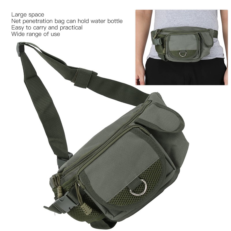 Fishing Tackle Bag, High‑Quality Polyester Material Fishing Pack Bumbag Adjustable