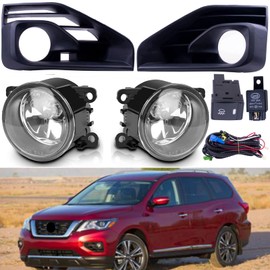 Prefer Warehouse One Set Fog Light Lamps + Covers + Switch + Relay + Wiring Compatible With Nissan Pathfinder 2017-2020 Replaces NI1038160 622579PF0B NI1039160 NI2592137 26150-9B90E 33900STKA1, black
