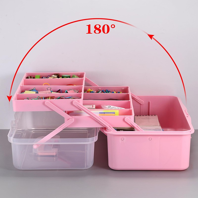 BTSKY 3-Layer 16-Inch Clear Plastic Dividing Storage Box Craft Organizer