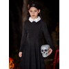 Kids Girls Long Sleeve Collar Flare Dress Wednes Costume Casual