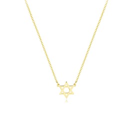 POYAMUSE Star of David Necklace for Women - Elegant Stainless Steel 18K Gold Plated Star Necklace, Dainty Jewish Jewelry Gift for Women - A Silver
