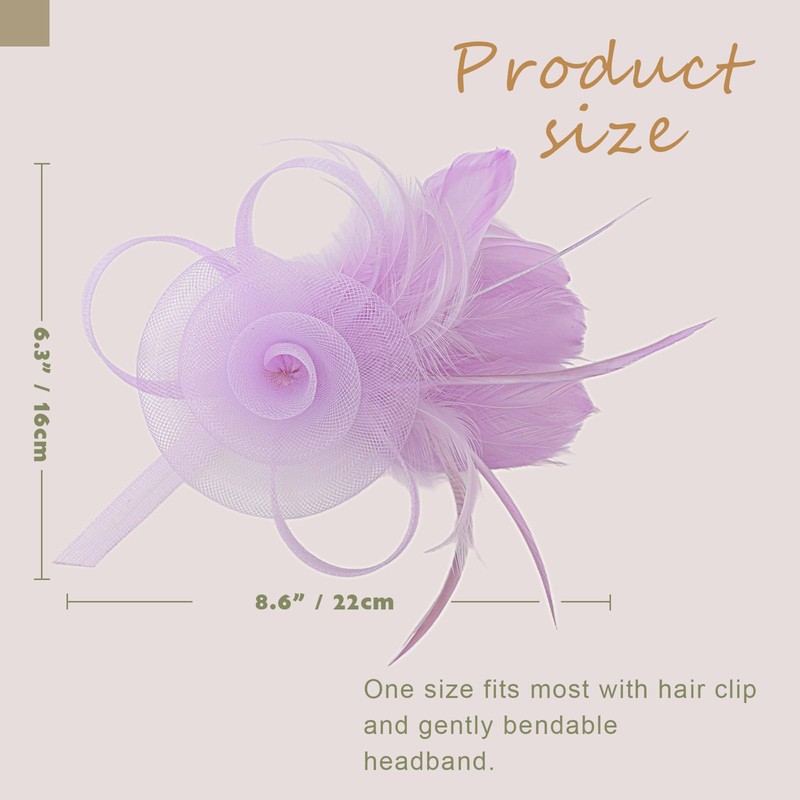 DRESHOW Fascinator Hats for Women Pillbox Hat with Veil Headband