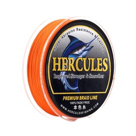 HERCULES Braided Fishing Line, Not Fade, 109 Yards PE Lines, 4 Strands Multifilament Fish Line, 20lb Test for Saltwater and Freshwater, Abrasion Resistant, Orange, 20lb, 100m