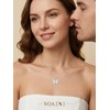 WOAINI Silver Butterfly Pendant Necklace for Women Opal Jewelry Gifts