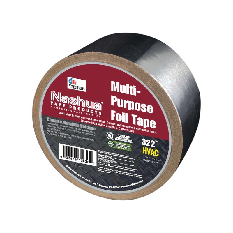 Nashua 322 HVAC Multipurpose Foil Tape, 3.2mil Thick, UV &