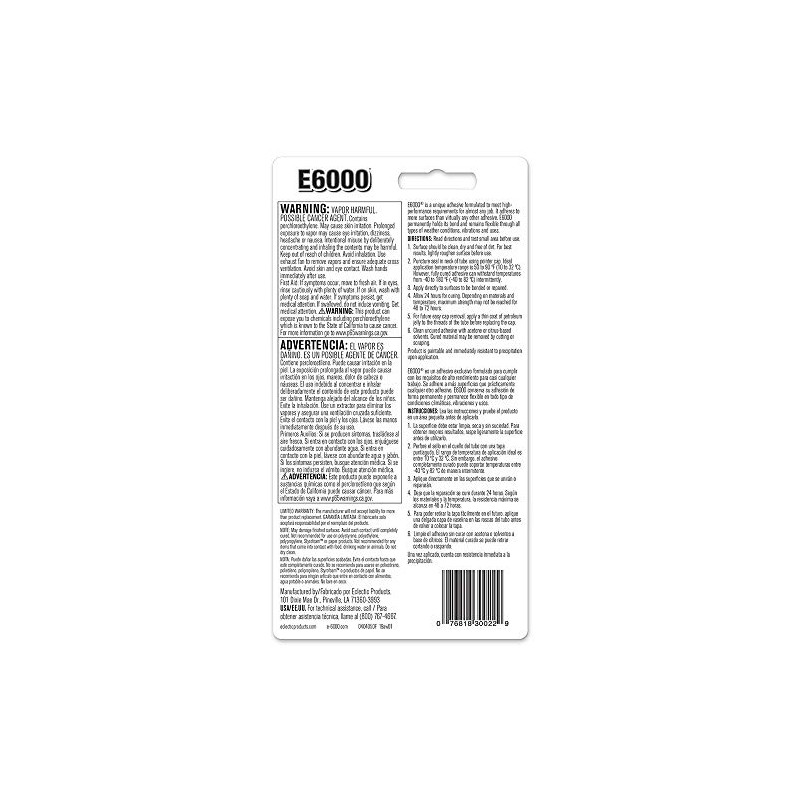 E6000 230022 Medium Viscosity Auto/Industrial Adhesive, 3.7 fl oz