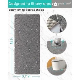 Shower Mats Non Slip Without Suction Cups, 15.7× 36 Inch, PVC Loofah Bathroom Mats, Loofah Mats for Shower and Bathroom, Quick Drying, Grey