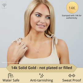 MAX + STONE Solid 14k Yellow Gold Pink Amethyst Bezel Set Heart Pendant Necklace for Women with Spring Ring Clasp 5mm February Birthstone Necklace