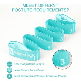 A AZURELIFE Premium Durable Stretch Straps with Loops, Stretching Strap for Physical Therapy, Multi-Loop Yoga Strap Fitness Exercise Strap for Yoga, Pilates, Dance, Flexibility&Exercise