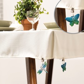 com-four® 8x tablecloth weights - tablecloth weights in the shape of dragonflies and butterflies - tablecloth clamps - approx. 35g each - tablecloth clamps (blue + blue)