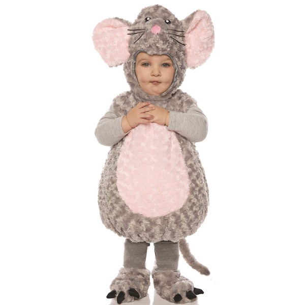 UNDERWRAPS unisex child Toddler's Plush Mouse Belly Babies Costume, Gray, Medium US