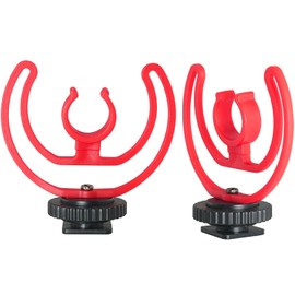 LUORNG 2PCS Interview Dedicated DSLR Camera Microphone Shock Mount Bracket Hot Shoe Mount Accessory Suitable for Video Blogging Live Streaming Video Conferencing Interviews