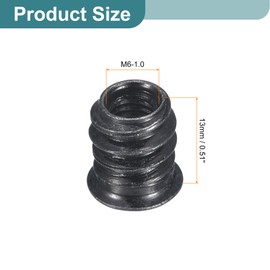 sourcing map 20Pcs Threaded Inserts, M6-1x13 Zinc Plated Carbon Steel Hex Socket Drive Screw-in Nut Threaded Inserts for Wood Working Tools and Accessories