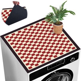 Washing Machine Cover, Washing Machine Cover, 60 x 60 cm, Washing Machine Cover, Dust Protection, Non-Slip Washing Machine Cover, Kitchen, Washable, Cut to Size (Brown Checkerboard)