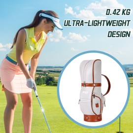 PGM Cross Body Golf Ball Bag for Women - Elastic Tee Carrier Pouch, PU Leather Lightweight Crossbody Purse for Outdoor Training, Brown