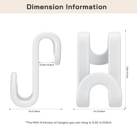 Tinfol White Hanger Connector Hooks, 100pc Space Saving Hooks for Closet Organizers, Heavy Duty Clothes Hanger Extender Clips for Hangers