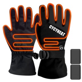 CYCYHEAT Kids Heated Gloves - Boys and Girls Waterproof Ski Heating Gloves Upgraded 2PCS 5000mAh Battery Pack