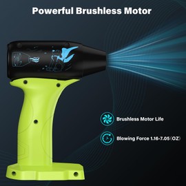 Jet Dry Blower Turbo Fan for Ryobi 18V Battery, 130000RPM Adjustable Wind Speed Cordless Portable Handheld Blowers for Car, Leaf Blower, Cleaning, Camping (Battery not Included)