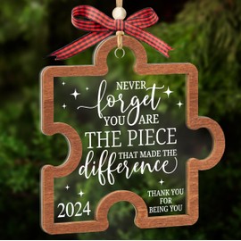 Never Forget You are The Piece That Made The Difference Ornament, Thank You Gifts for Coworkers, Boss, Teacher, Nurse, Men, Women, Best Gifts for Retirement, Farewell, Christmas Appreciation Gifts