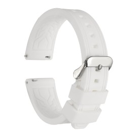 HARFINGTON Silicone Watch Bands 24mm Width Soft Quick Release Rubber Watch Bands with Silver Tone Buckle for Men Women, White