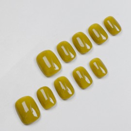 MAOLEETO 3D Oval Press on Nails, Short Round Fake Nails Ginger False Nails Small Ginger Press on Nails for Women Girls Nail Art Decoration - Smaill