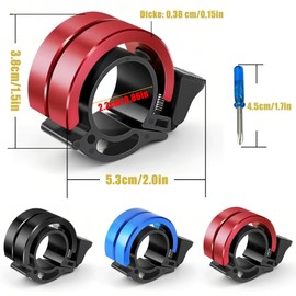 QIUSUIG Pack of 2 Bicycle Bell, Mini Aluminium Alloy Bell, Bicycle, 22 mm Universal with Double Ring Design for Mountain Bike, Road Bike, Children's Bicycle & City Bike - Robust (Black)