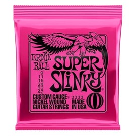 Ernie Ball Super Slinky Guitar Strings - includes 6 free Giocoso plectrums