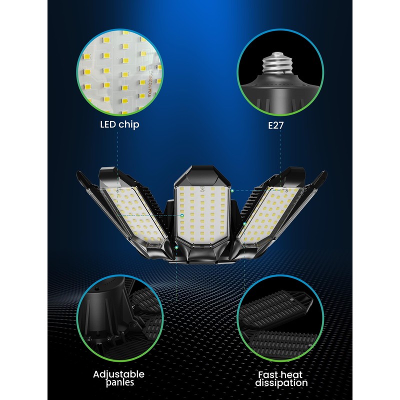 Craftersmark LED Garage Lights - 250W Ceiling LED with 8