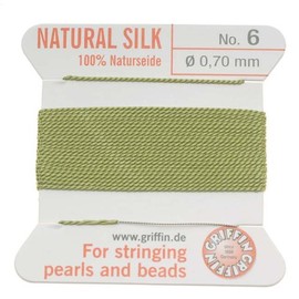 Griffin Silk Beading Cord & Needle Sz 6 Lt Jade Green