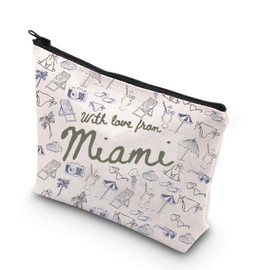 TSOTMO Miami Bachelorette Makeup Bag Beach Lover Summer Vacation Beach Bridal Party Gift for Sister (with Miami Bag CA)