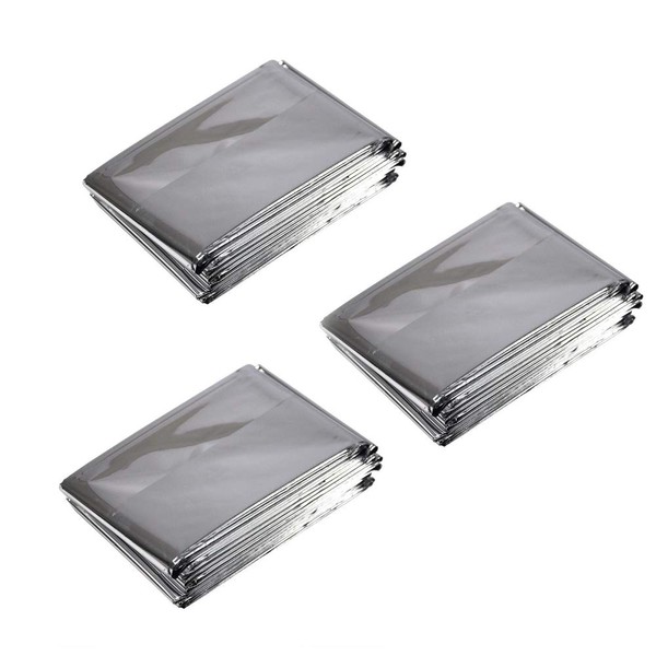WanFengXue Emergency Blanket, Set of 3, Survival Aluminum, 51.2 x 82.7 inches (130 x 210 cm), Size Thermal, Thermal Sheet, Emergency Aluminum Sheet, Rescue Sheet, Cold Protection, Aluminum Sheet,