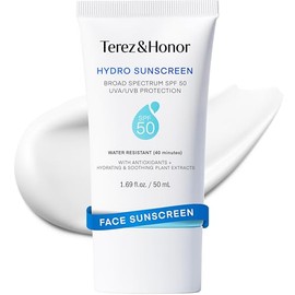 Terez & Honor Protector Solar Facial: Protector solar hidratante para el rostro de amplio espectro SPF 50 con protección UVA/UVB - Hidratante, calmant