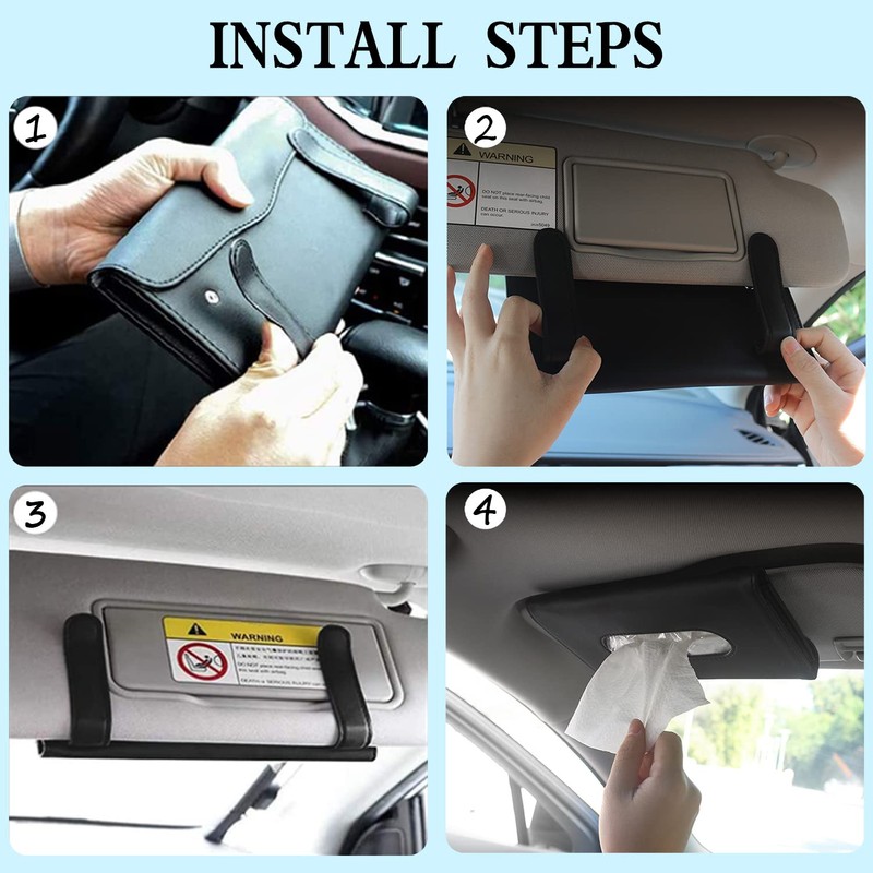 Langmeil Car Tissue Holder, 2 Pack Sun Visor Napkin Holder,